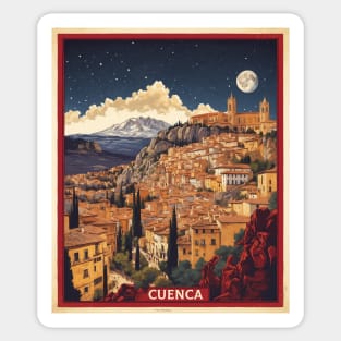 Cuenca Spain Starry Night Travel Tourism Retro Vintage Sticker